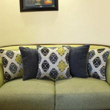 Set Of 5 Printed Cushion Cover -Grey/White