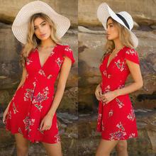 New 2018 Summer Women Short Sleeve Mini Dress Casual Party