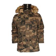 Army Green Camouflage Fur Cap Winter Jacket For Men