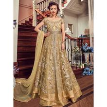 Stylee Lifestyle Gold Net Embroidered Dress Material (1809)