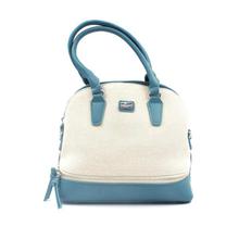 David Jones Blue/Beige Two Toned Zippered Handbag For Women