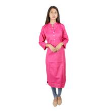 Pink Solid Front Buttoned Designed Kurti For Women