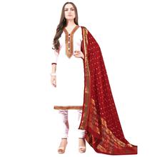 Style Lifestyle Elegant Sober Resham Thread Work With Bandhej Print Dupatta & Embroidery Border Off White Kurtha with Maroon Georgette Dupatta