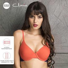 Clovia Orange/Navy Lace Push Up Underwired Bra For Women