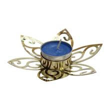 Golden Flower Design Candle Holder With Candle