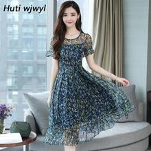 3XL Plus size Summer Floral Chiffon Boho sundress 2018 Korean