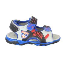 Blue/Black Printed Velcro Strap Sandals For Boys