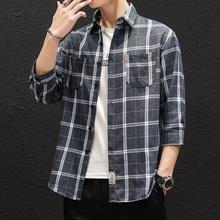 Cropped plaid shirt _ spring and summer new shirt cropped