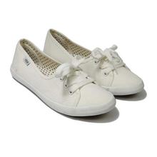 White Canvas Lace Up Close Shoes For Women