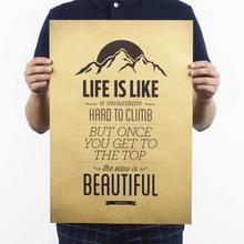 Life is Like A Mountain Design Vintage Kraft Paper Wall Decal