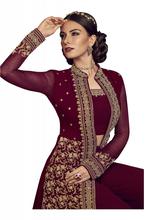 Stylee Lifestyle Maroon Georgette Embroidered Dress Material   (1926)