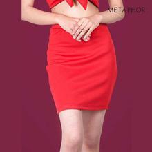 METAPHOR Red Solid Skirt (Plus Size) For Women - MSK03K