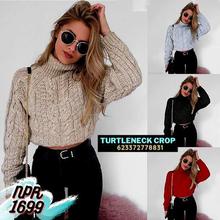 Women Casual Long Sleeve Turtleneck Crop Sweaters