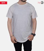 Men Fashion Pleated Shoulder Slim Fit T-shirt