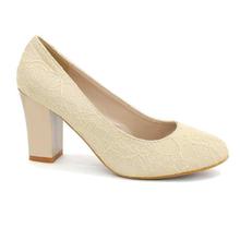 DMK Cream Textured Pump Heel Shoes For Women - 98674