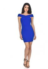 Royal Blue Cross Off Shoulder Bodycon Dress For Women