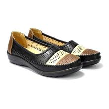 Black/Brown Laser Cut Loafer Shoes For Women