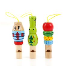 Wooden Cartoon Animal Whistle Educational Music Instrument Toy for Baby Kid Random Color