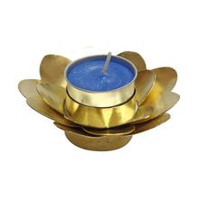 Golden Flower Design Candle Holder With Candle