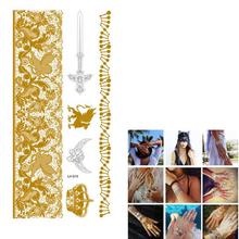 Royal Lace Crown Sword Temporary Jewelry Fake Tattoo Body Stickers