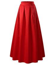 Red Long Shiny Satin Skirt For Women