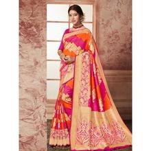 Stylee Lifestyle Orange Banarasi Silk Jacquard Saree (1749)