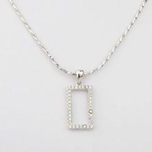 Ouxi Silver Crystal Studded Box Pendant  With Chain For Women-K10292