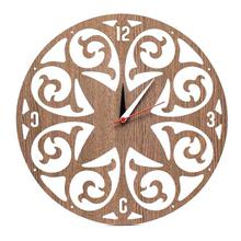 Brown Floral Design Artistic Analog Wall Clock