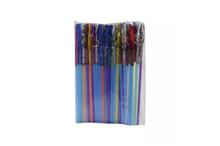 Multicolored Sparkly Design Plastic Party Straws-50 pieces