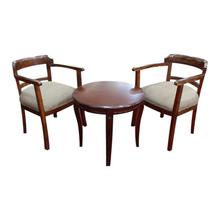 Seesau Wood Round Coffee Table With 2 Visiting Chairs - Walnut