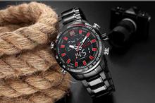 NaviForce Red/Black Metal Strap Chronograph Watch For Men - NF9093