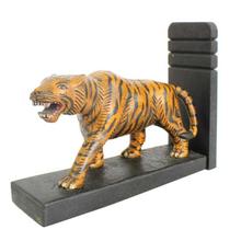 Yellow Decorative Wooden Carved Tiger Showpiece-253