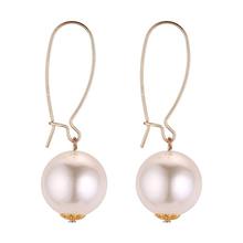 Gold/White Korean Design Faux Pearl Drop Earrings For Women