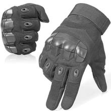 Black Full Finger Tactical Gloves With Robber Knuckles