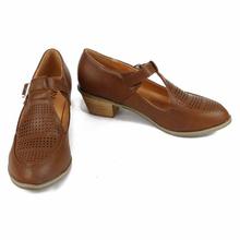 Brown Laser Cut Heel Moccasin Shoes For Women