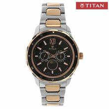 Titan 1688KM03 Black Dial Chronograph Watch For Men- Silver/Gold