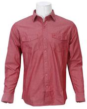 Red Trim Fit Cotton Double Side Pocket Shirt For Men (JP32 CTSLSF9)