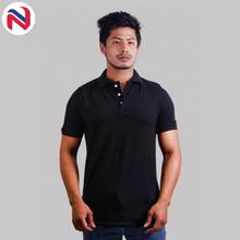 Nyptra Black Plain Cotton Polo T-Shirts For Men