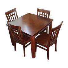 4 Seater Wooden Square Top Dining Table - Coffee