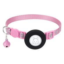 Cat Collar, for Air Tag Cat Collar with Safety Buckle and Bell, Reflective Cat Collar in 3/8Inch Width Pink