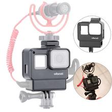 Ulanzi V2 Protective Housing Case Frame Cage With Microphone Cold Shoe Mount Compatible For Gopro Hero 7 6 5 Vlog Setup