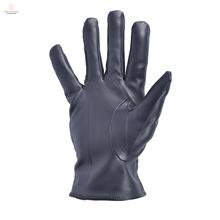 Exclusive Winter Thermal Fleece Black PU Leather Gloves