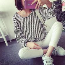 Harajuku Ulzzang Girls Stripe Printed T-Shirts 2019 Summer