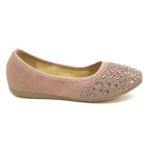 Baby Pink Stone Studded Closed Shoes For Women - 588-11