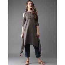 Women Grey Cold-Shoulder A-Line Kurta