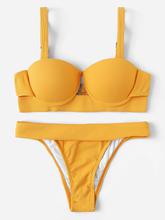 Ribbed Cut-out Underwire Top With Tanga Bikini