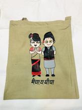 Cute newari boy and girl print tote bag