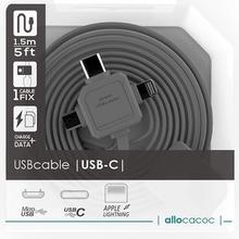 Allocacoc 3 in 1 Type C Lightning Micro Usb Charging & Data Sync Cable