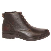 Dark Brown Textured Casual Lace Up Boots For Men