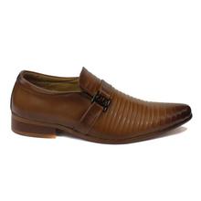 Caramel Brown Side Buckle Designed Party Shoes For Men